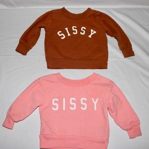 Baby 0-3 Months Sissy Sweatshirt Pink Brown Everyday Set